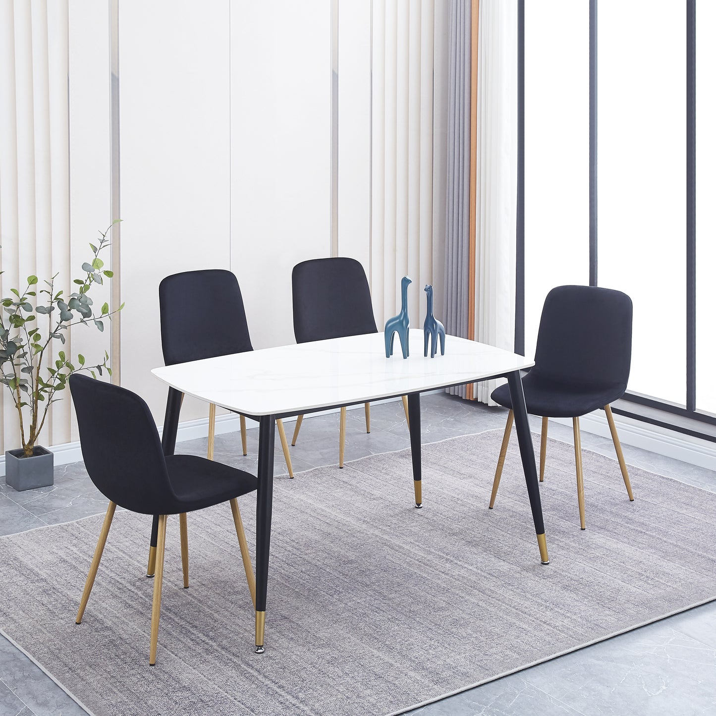 Dining Chair 4PCS(BLACK),Modern style,New technology.Suitable for restaurants, cafes, taverns, offices, living rooms, reception rooms.