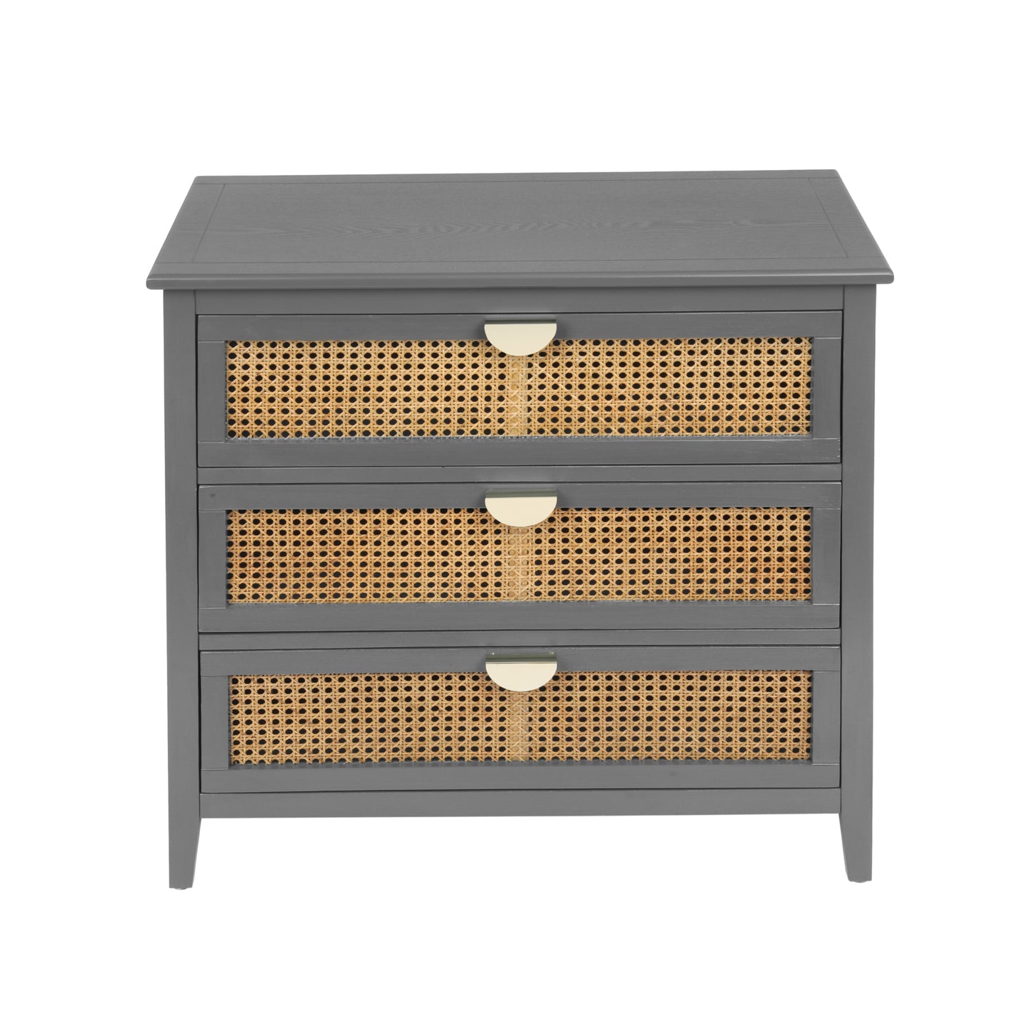 3 Drawer Cabinet with Natural Rattan - Stylish Wooden Storage Unit for Bedroom, Living Room, and Study Furniture