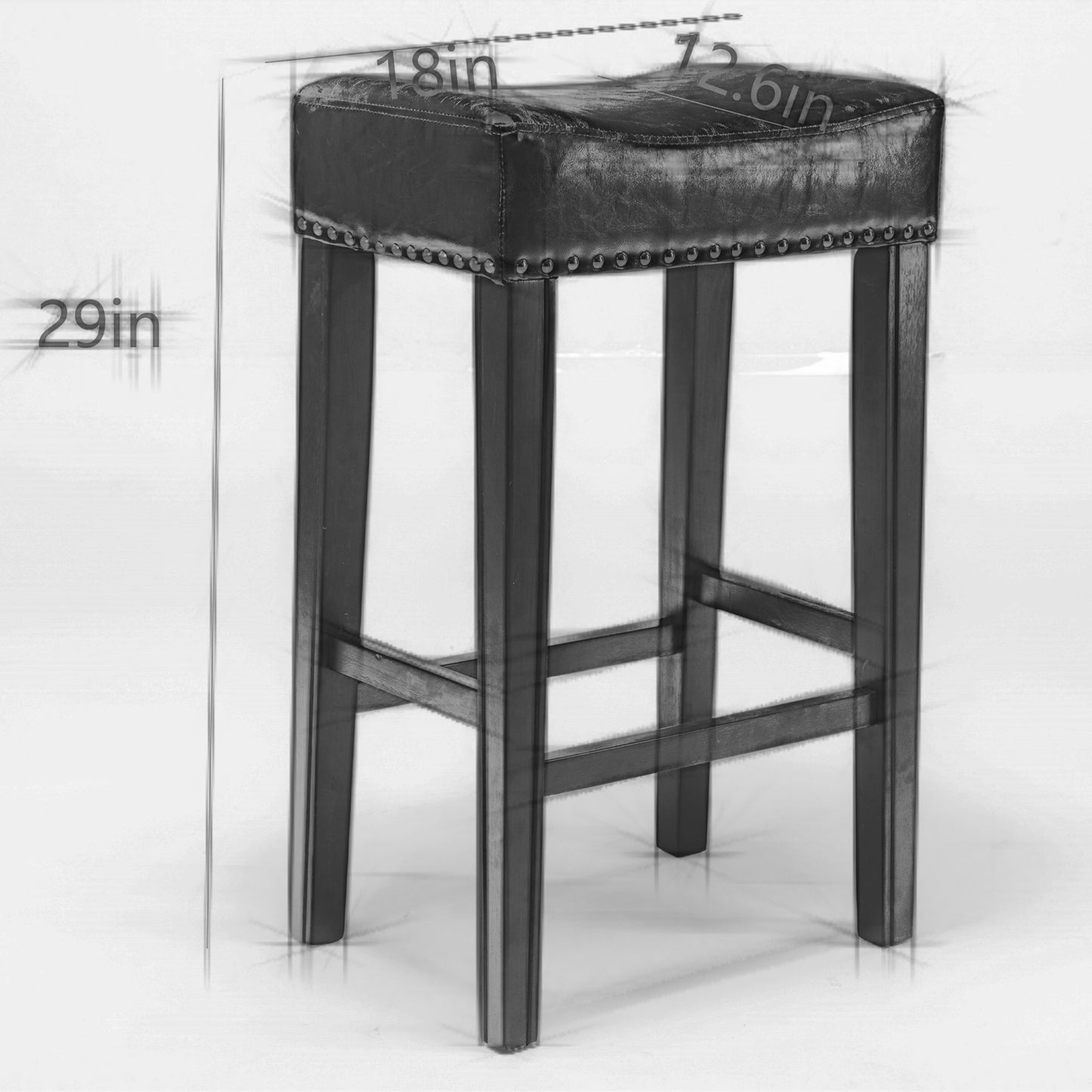 Counter Height 29" Bar Stools for Kitchen Counter Backless Faux Leather Stools Farmhouse Island Chairs (29 Inch, Gray, Set of 2)