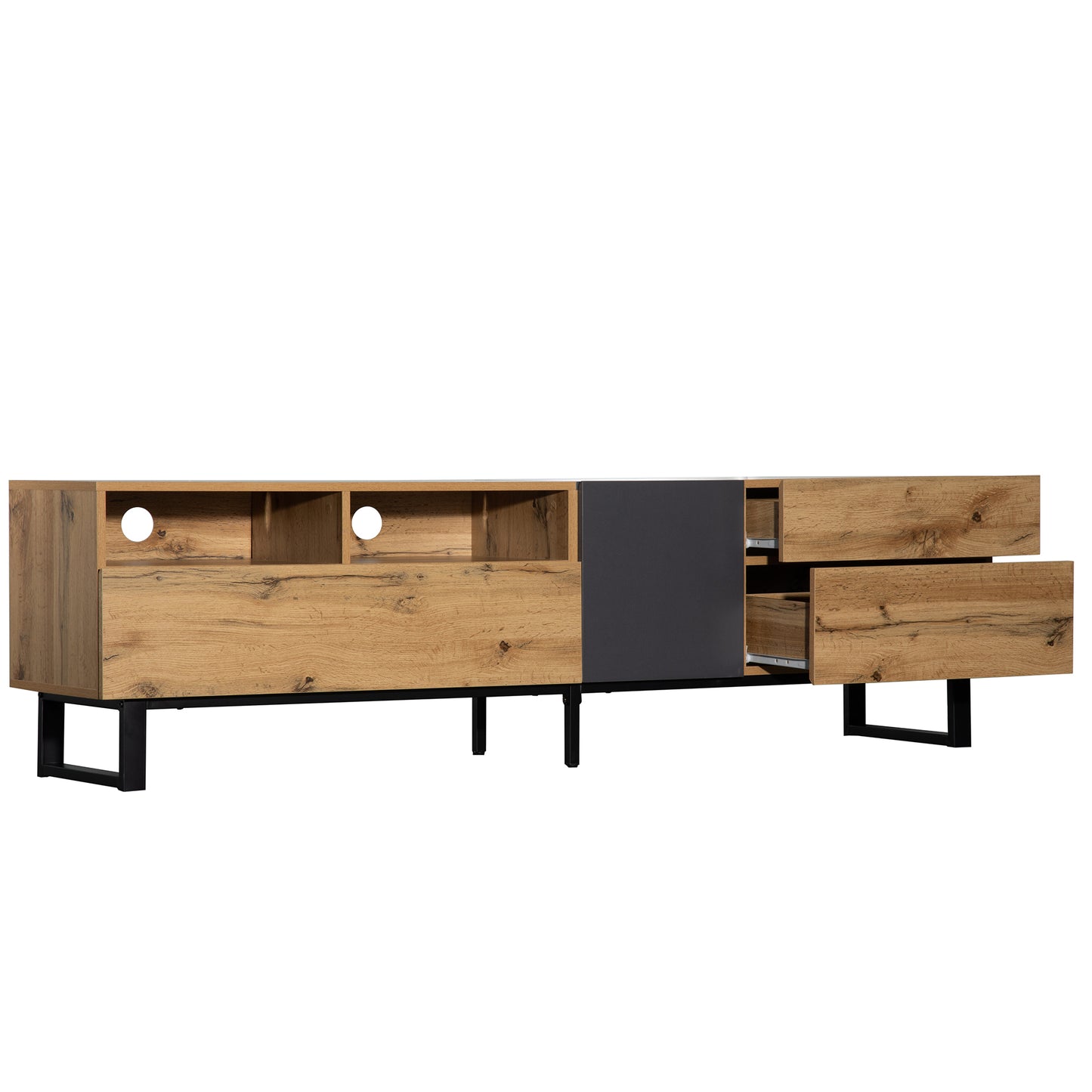 Elegant Modern TV Stand for 80 Inch TV with Double Storage Media Console Entertainment Center and Drop Down Door