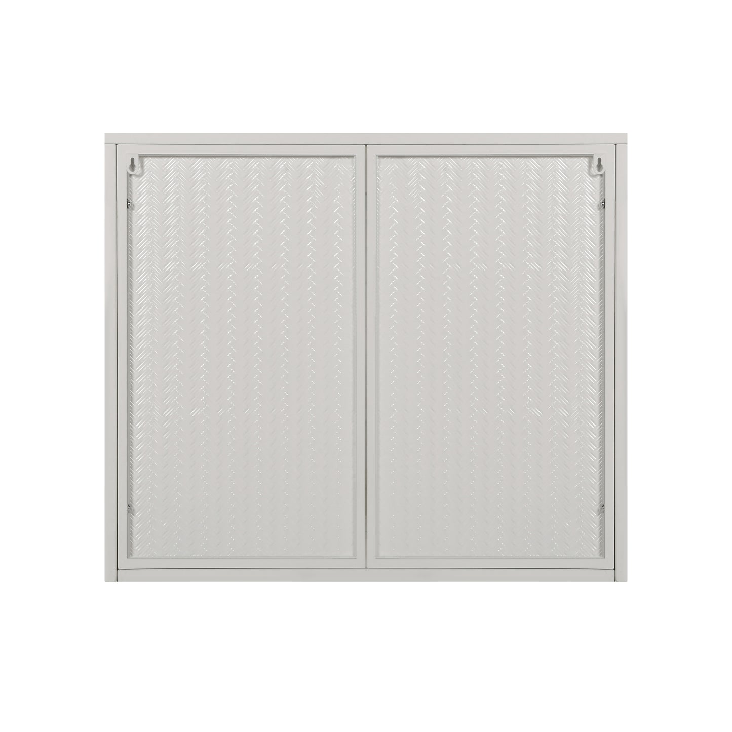 Modern Two-Door Wall Cabinet with Three-Tier Storage for Entryway Living Room Bathroom Dining Room Woven Pattern Design White