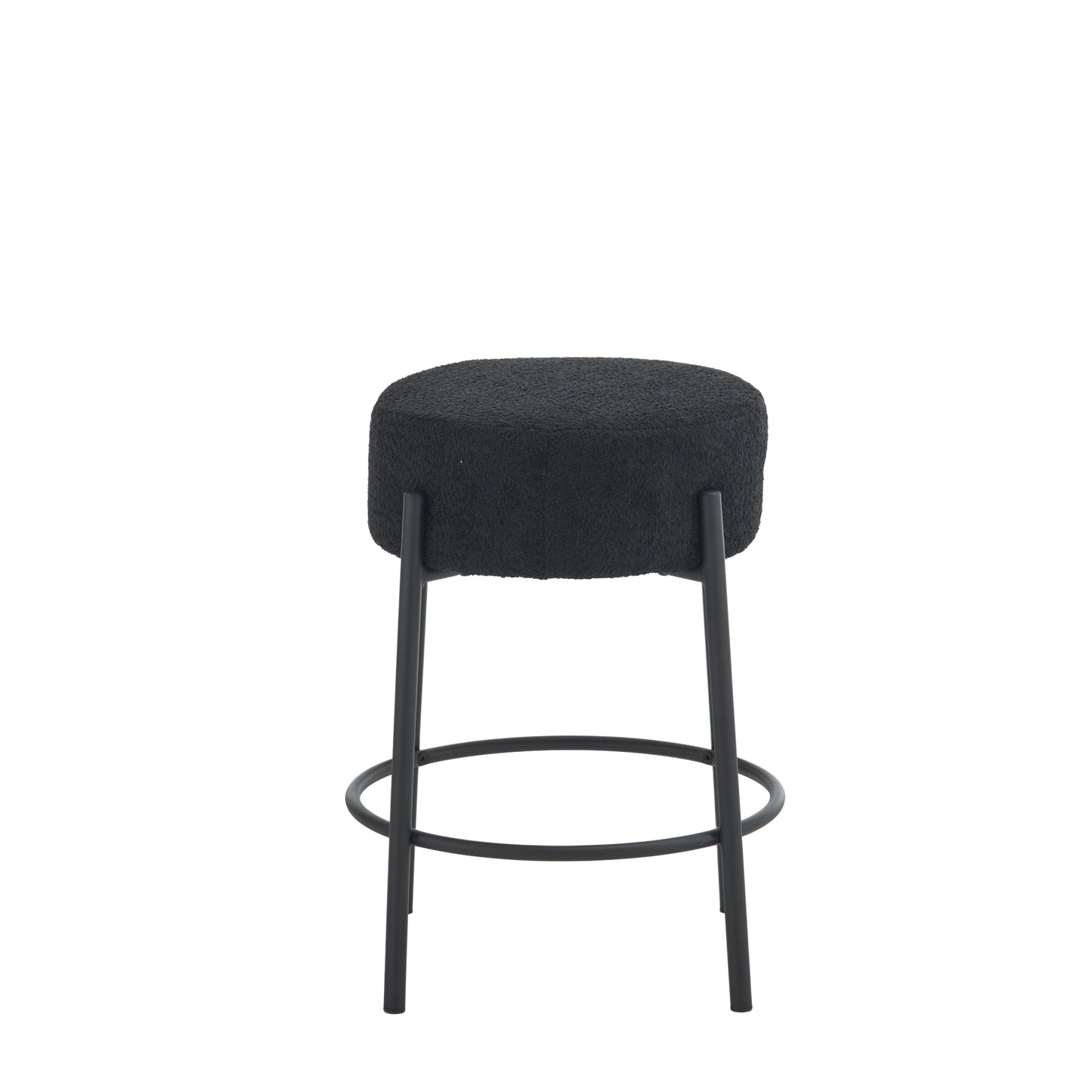 Set of 2 24 Inch Tall Round Upholstered Bar Stools for Kitchen and Coffee Shops Contemporary Design