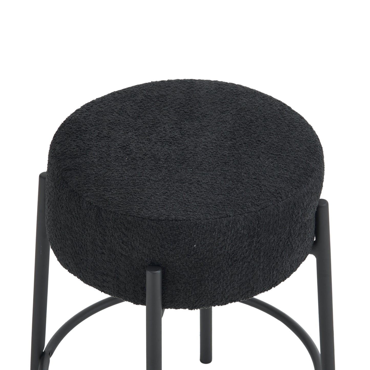 Set of 2 24 Inch Tall Round Upholstered Bar Stools for Kitchen and Coffee Shops Contemporary Design