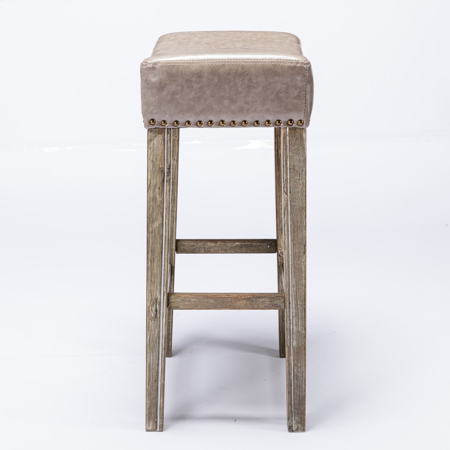 Counter Height 29" Bar Stools for Kitchen Counter Backless Faux Leather Stools Farmhouse Island Chairs (29 Inch, Gray, Set of 2)