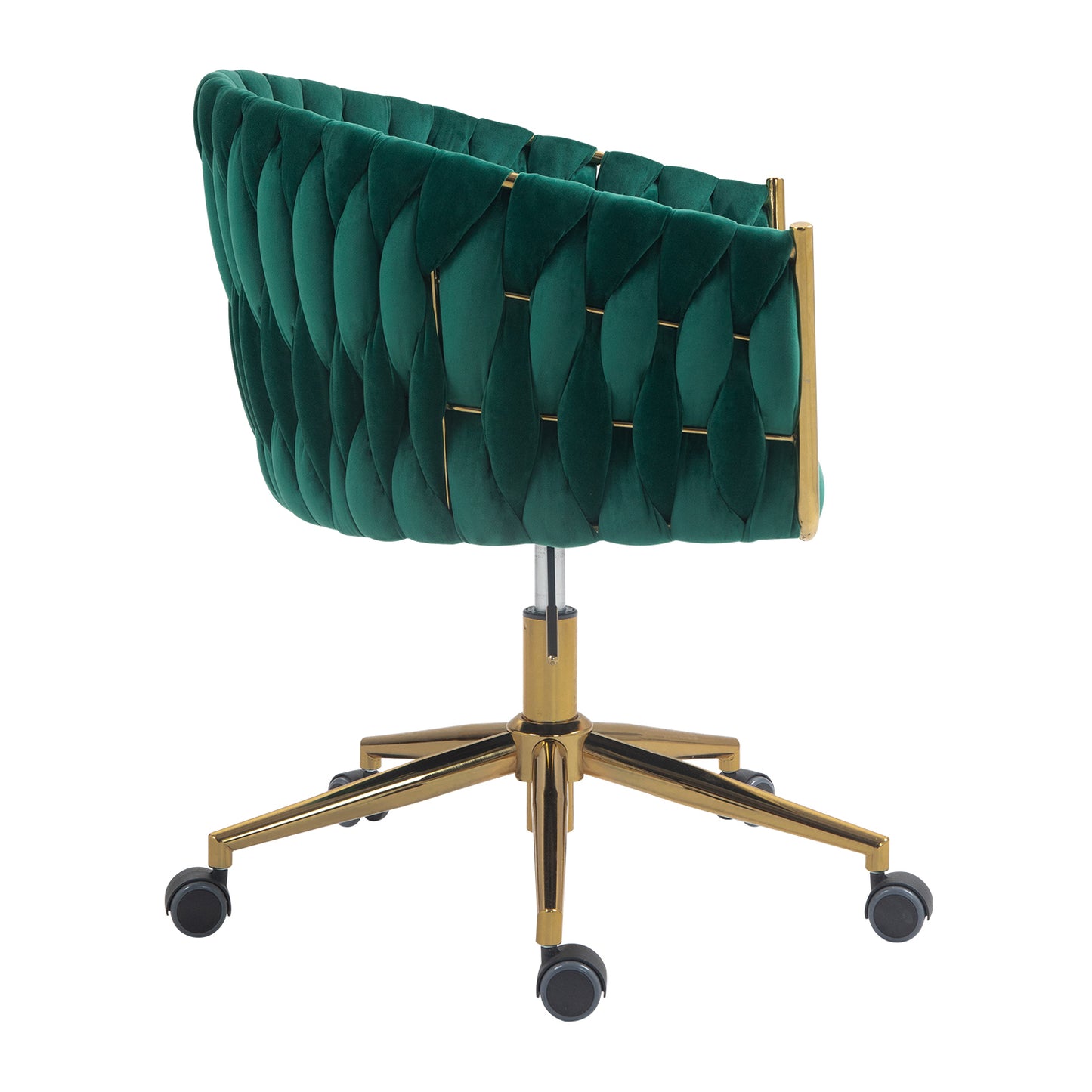 Hand-Woven Modern Design Office Chair with Wheels Height Adjustable 360 degree Swivel for Bedroom Living Room Green