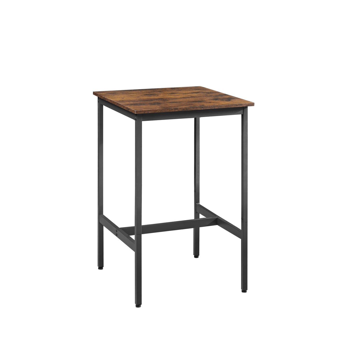 Industrial Square Bar Table Set with 2 Rustic Brown Chairs for Kitchen Living Room Space Saving 23.6x23.6x35.4 Inches