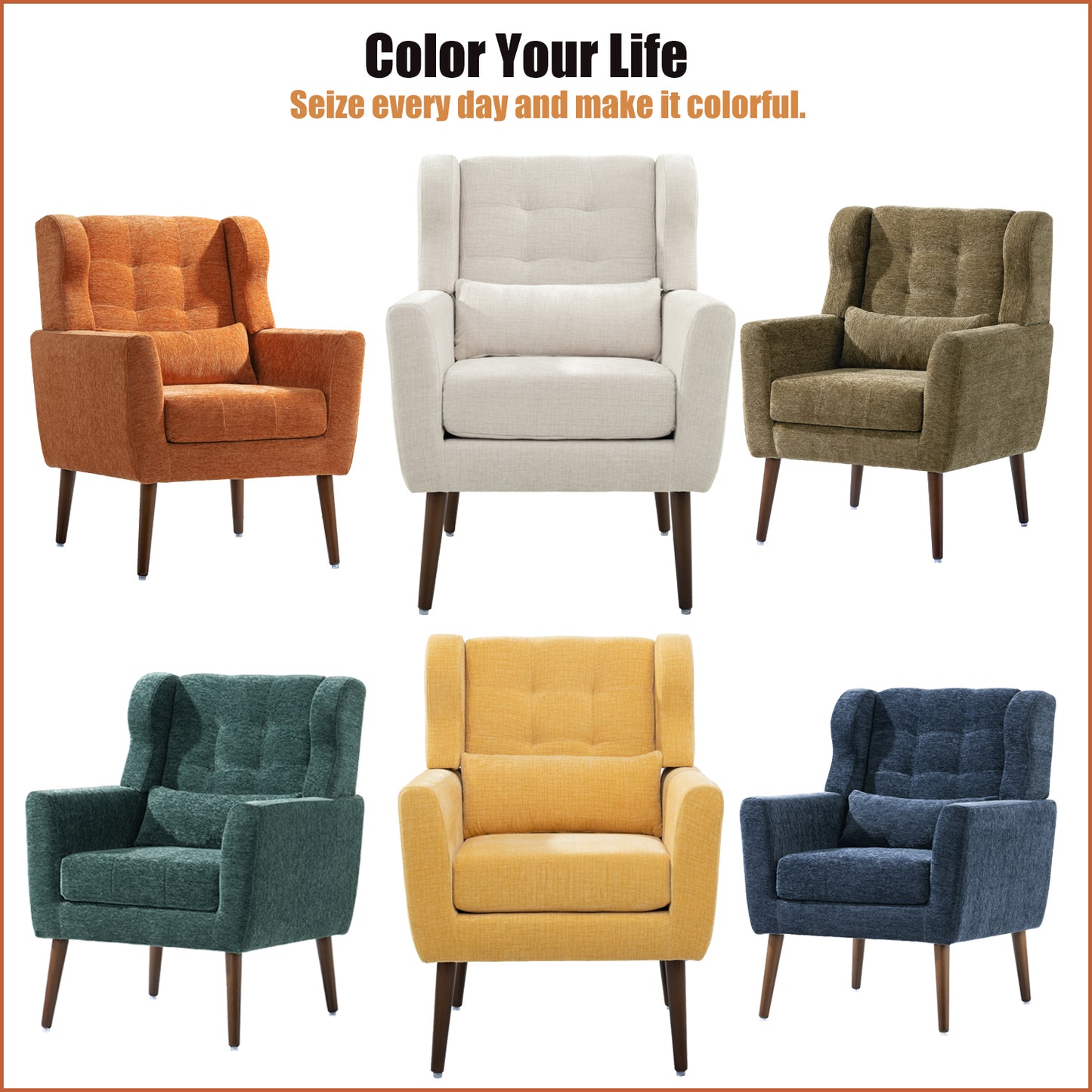 Modern Accent Chair Upholstered Foam Filled Comfy Reading Chair Mid Century Chenille Fabric Lounge Armchair for Living Room Bedroom Beige