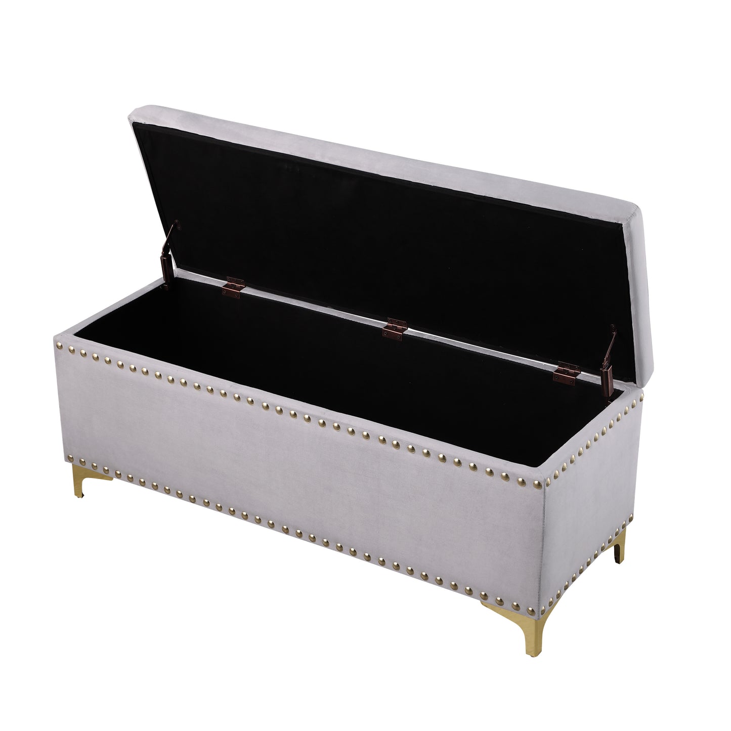 Large Storage Benches with Nailhead Trim Tufted Velvet 2 in 1 Combination for Living Room Entryway Hallway Bedroom Gold Legs 250lbs Capacity