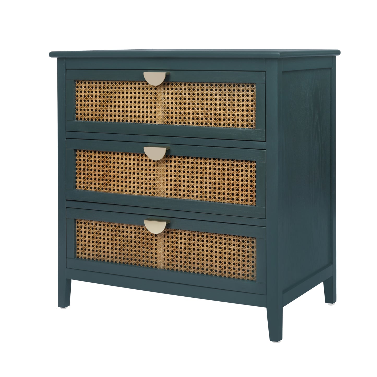 3 Drawer Cabinet with Natural Rattan Design, Stylish Storage Solution for Bedroom, Living Room, and Study Furniture