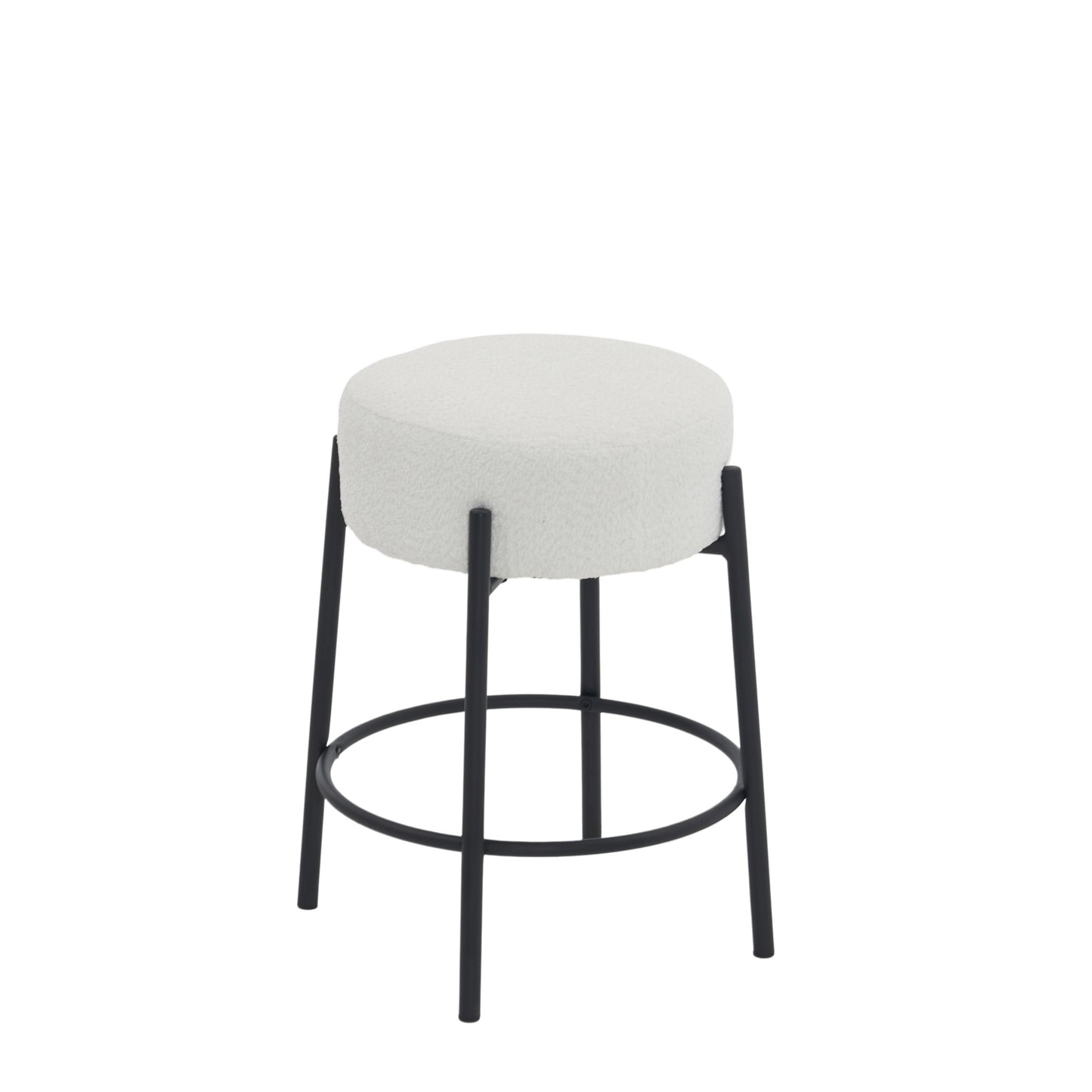 Set of 2 24 Inch Tall Round Upholstered Bar Stools for Kitchen and Coffee Shops Contemporary Design