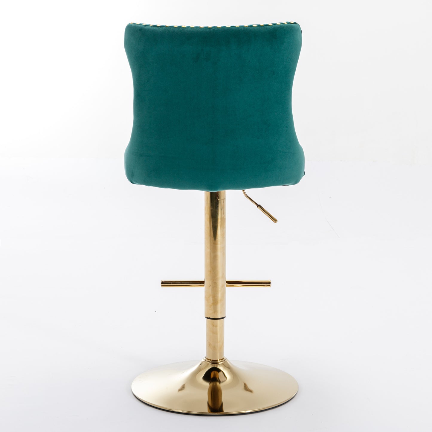 A&A Furniture,Golden Swivel Velvet Barstools Adjusatble Seat Height from 25-33 Inch, Modern Upholstered Bar Stools with Backs Comfortable Tufted for Home Pub and Kitchen Island(Green,Set of 2)