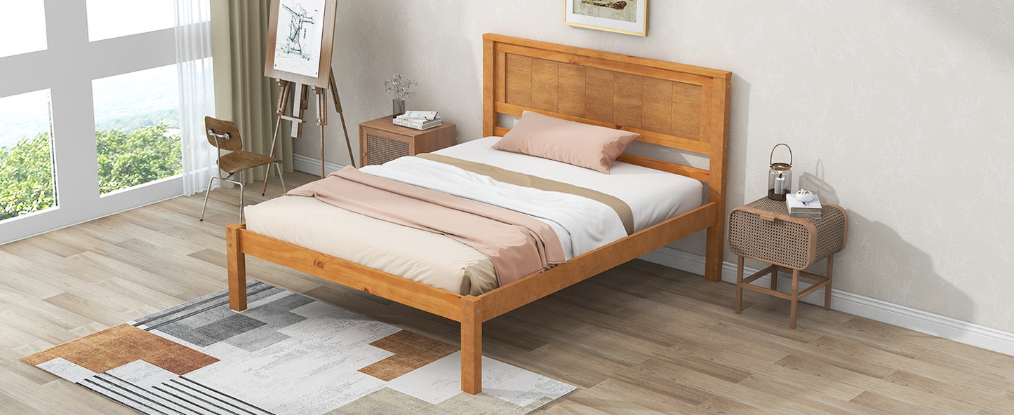 Platform Bed Frame with Headboard , Wood Slat Support , No Box Spring Needed ,Twin,Oak