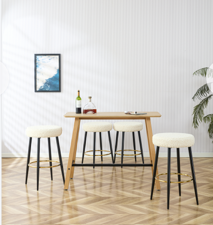 Counter Height Bar Stools Set of 2 PU Upholstered Kitchen Chairs 24 Inch with Gold Footrest for Home Bar and Balcony
