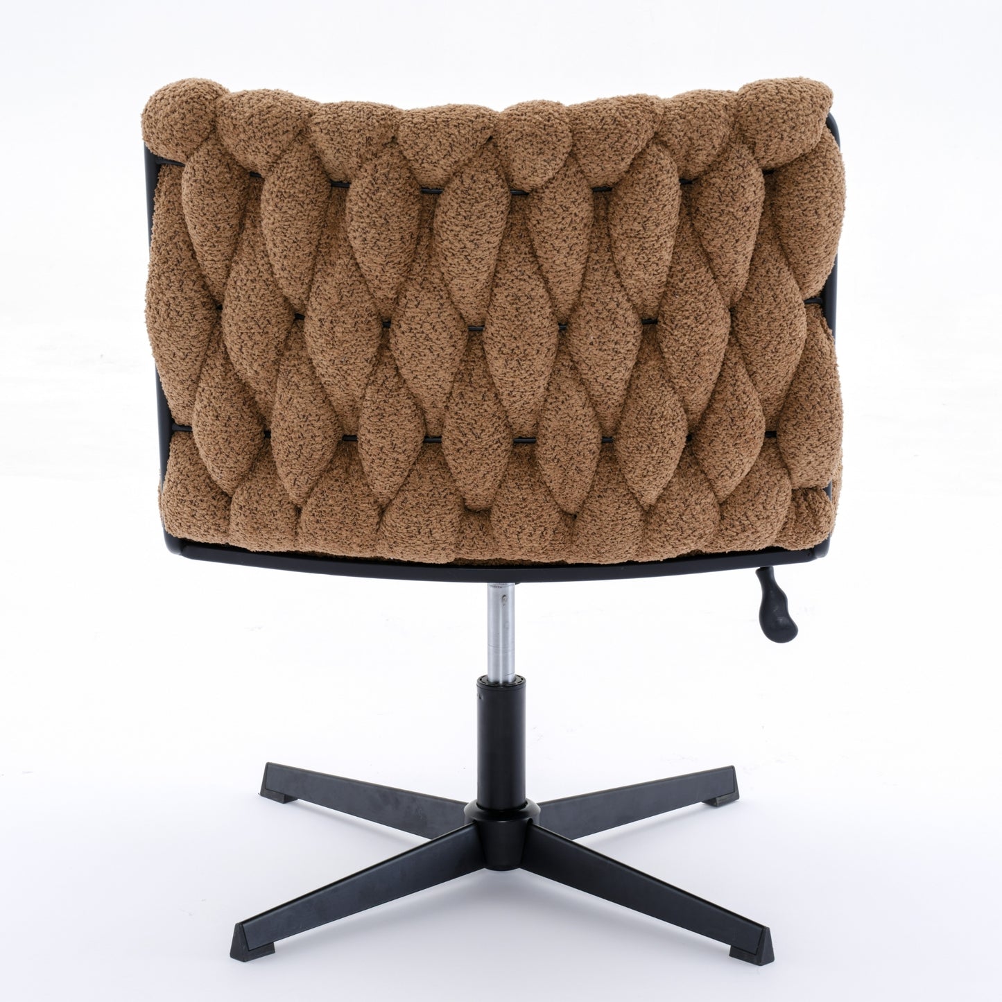 Armless Office Desk Chair No Wheels, BROWN