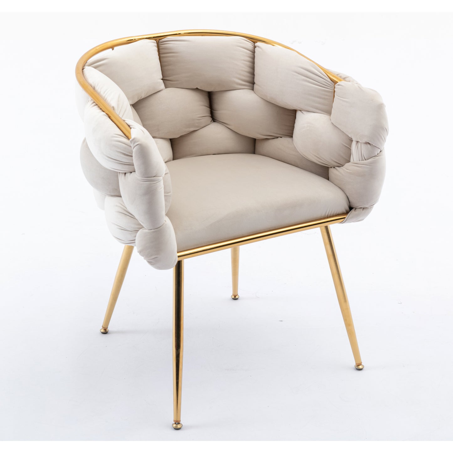 Luxury modern simple leisure velvet single sofa chair bedroom lazy person household dresser stool manicure table back chair beige
