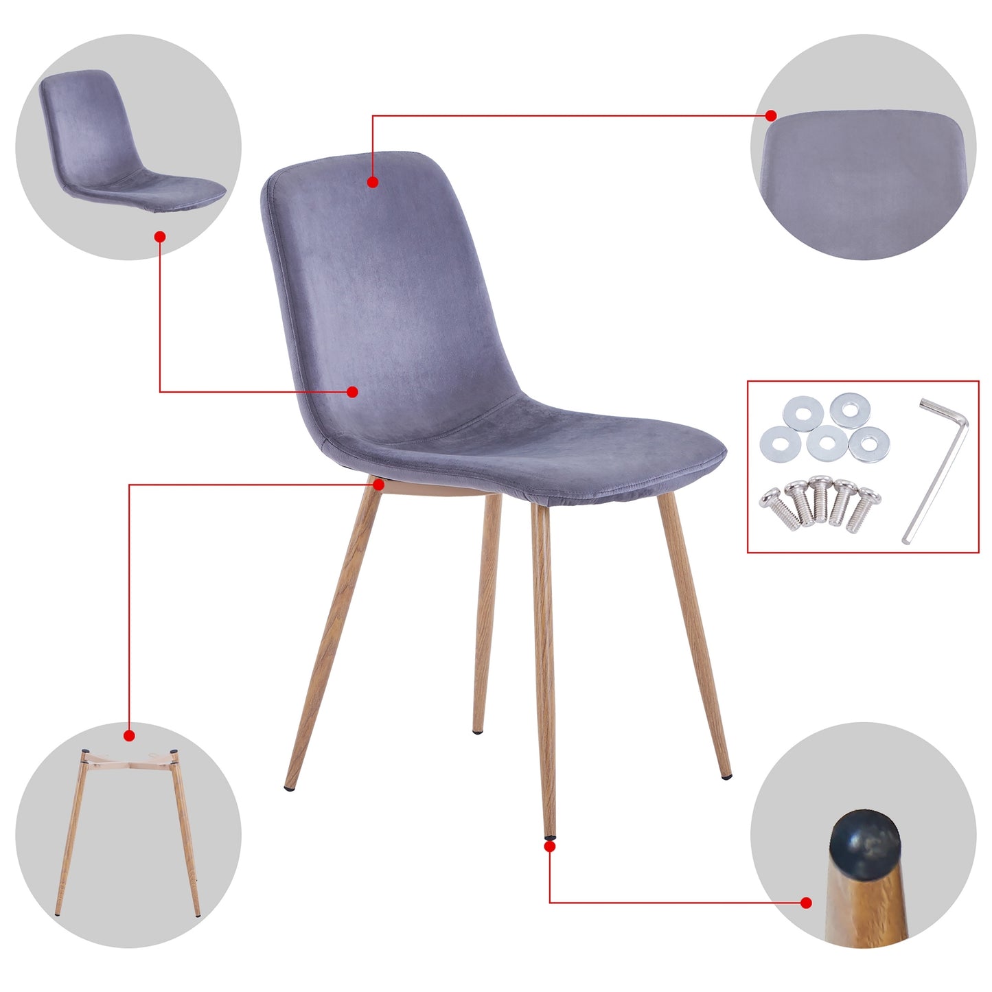 Dining Chair 4PCS(GRAY),Modern style,New technology.Suitable for restaurants, cafes, taverns, offices, living rooms, reception rooms.