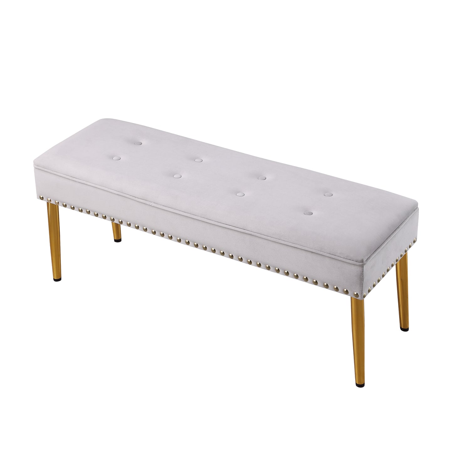 Large Storage Benches with Nailhead Trim Tufted Velvet 2 in 1 Combination for Living Room Entryway Hallway Bedroom Gold Legs 250lbs Capacity