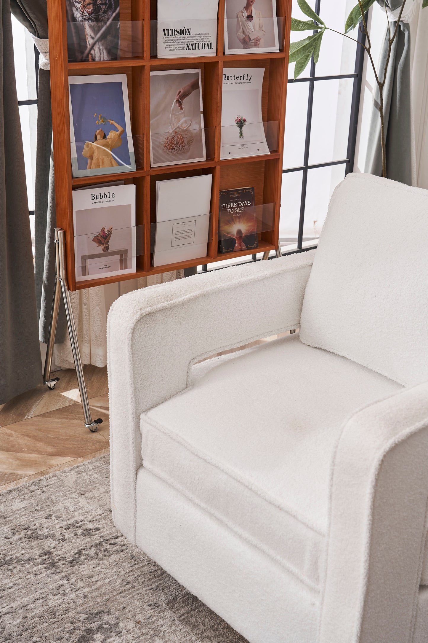 Modern 360 Degree Swivel Barrel Chair for Living Room Accent Small Armchair for Nursery Office Bedroom Hotel