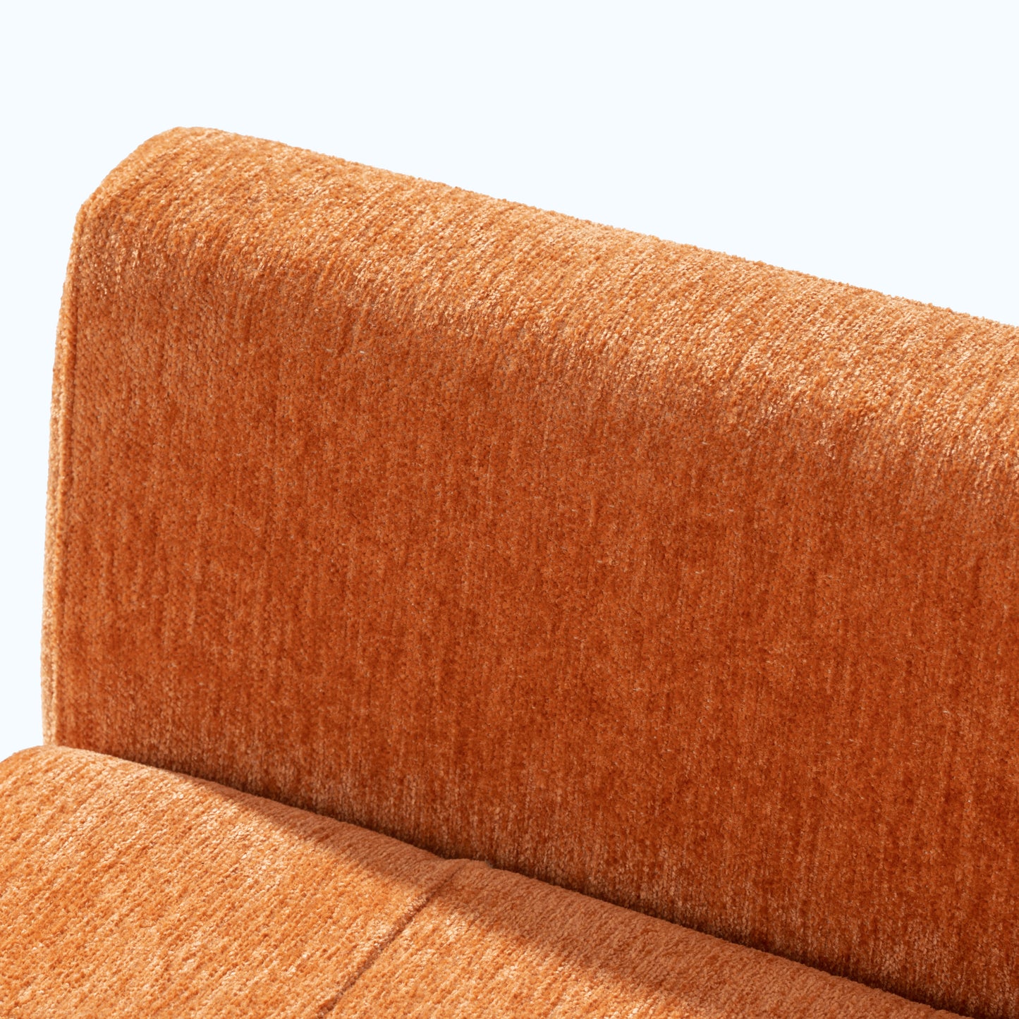 Orange Chenille Accent Chair for Living Room Soft Padded Armchair with Pillow Solid Wood Legs Ideal for Small Spaces