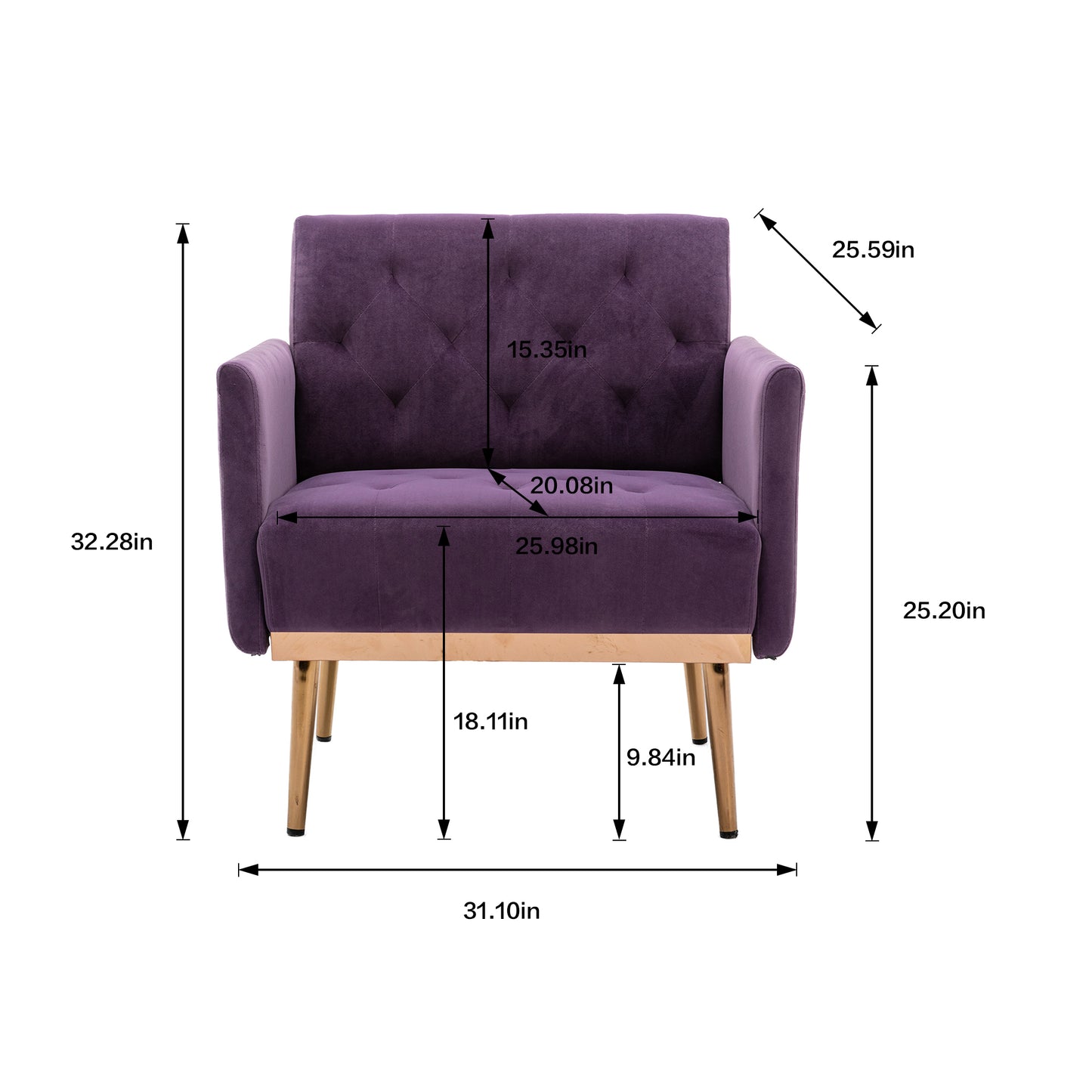 Accent Chair ,leisure single sofa with Rose Golden feet