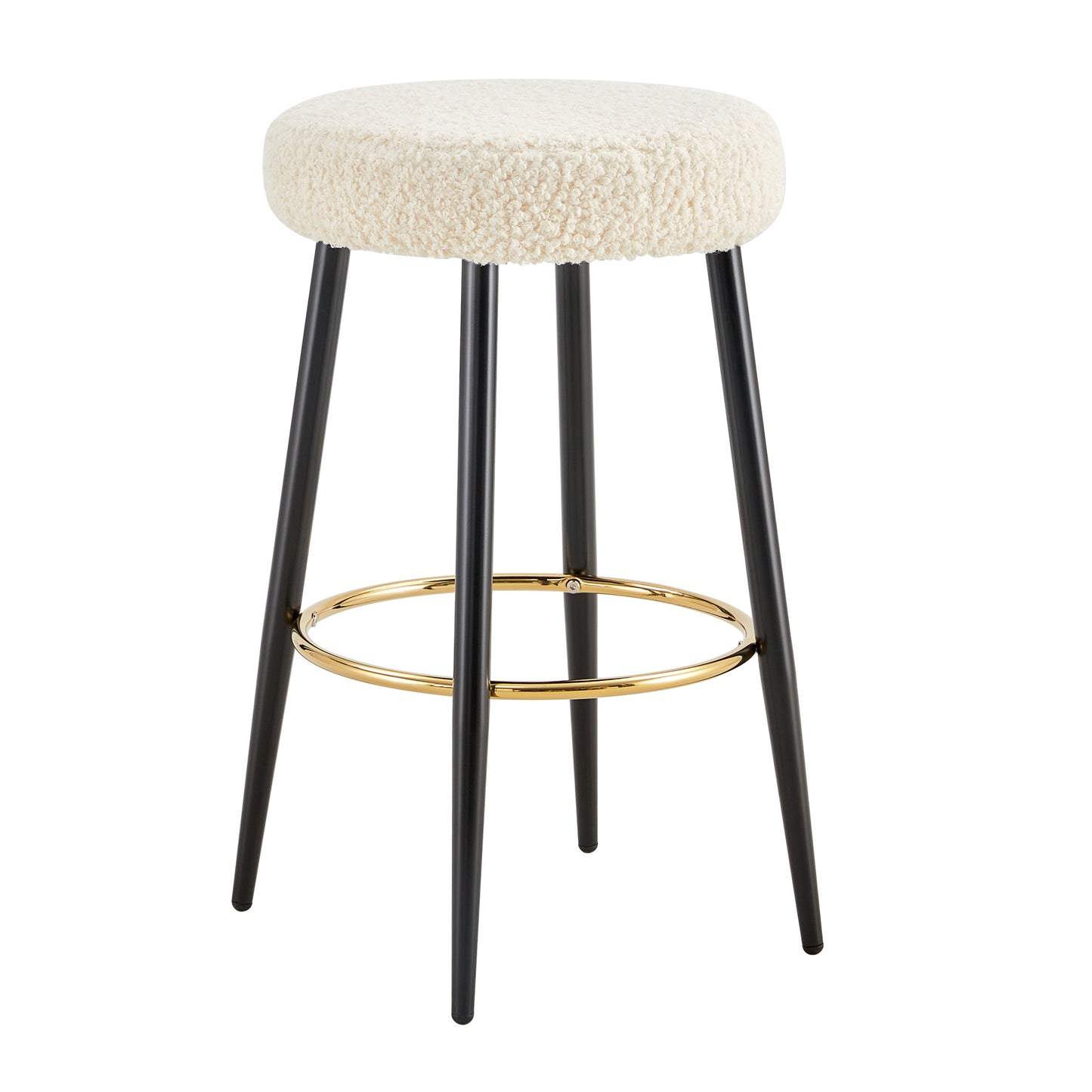 Counter Height Bar Stools Set of 2 PU Upholstered Kitchen Chairs 24 Inch with Gold Footrest for Home Bar and Balcony