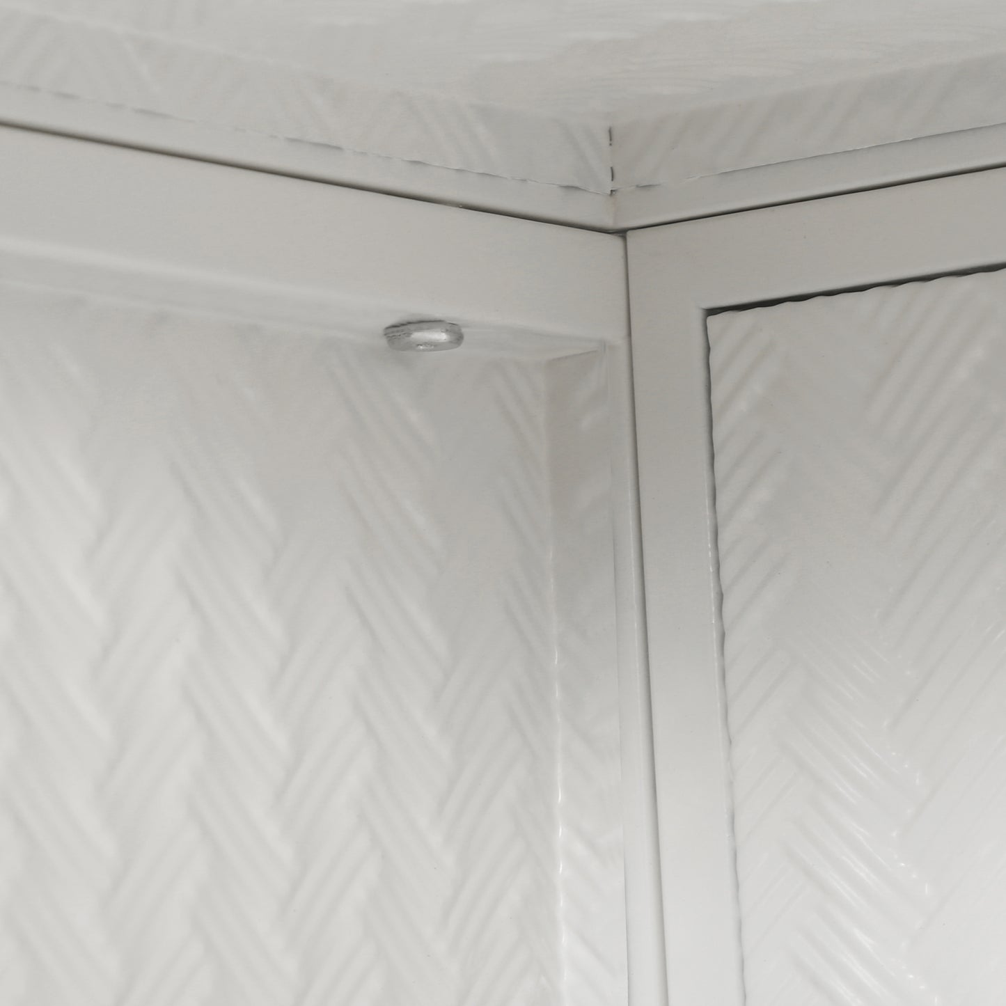 Modern Two-Door Wall Cabinet with Three-Tier Storage for Entryway Living Room Bathroom Dining Room Woven Pattern Design White