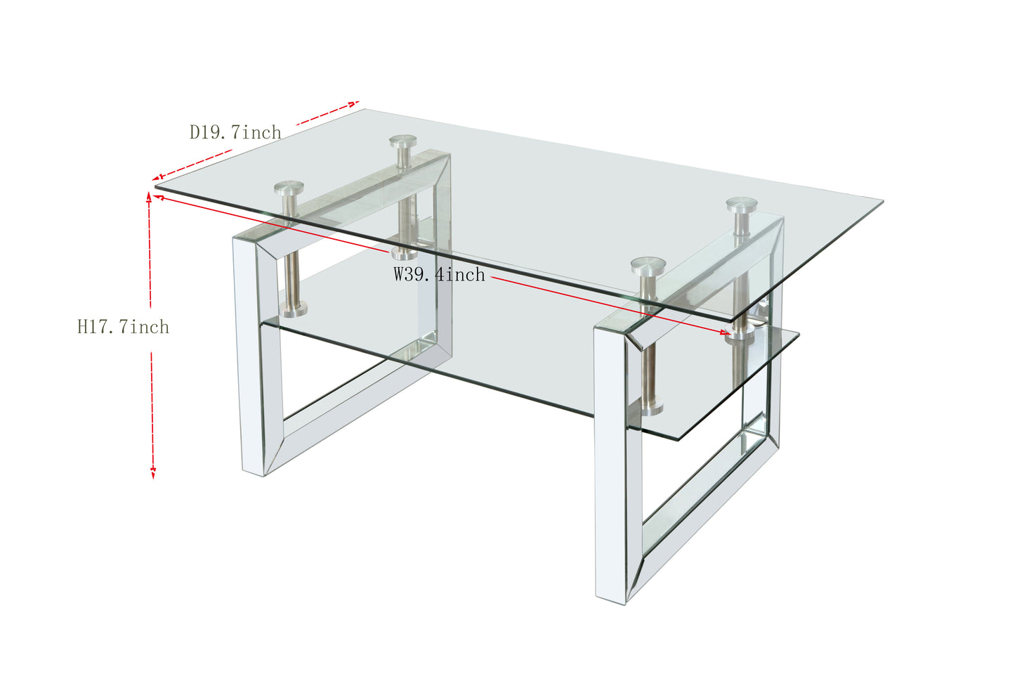 Transparent Tempered Glass Coffee Table 39.4 Inch Modern Design Living Room Furniture Stylish and Durable