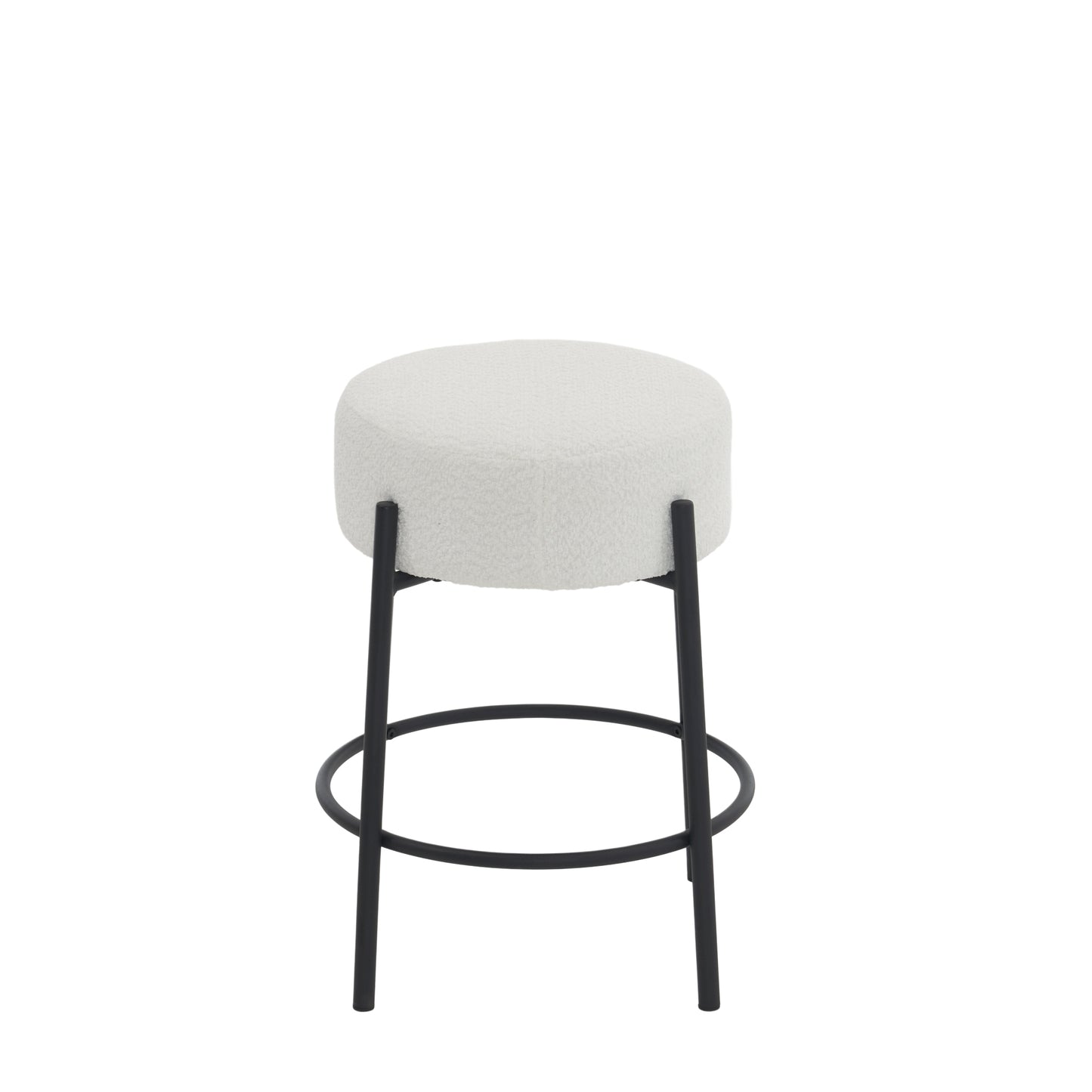 Set of 2 24 Inch Tall Round Upholstered Bar Stools for Kitchen and Coffee Shops Contemporary Design