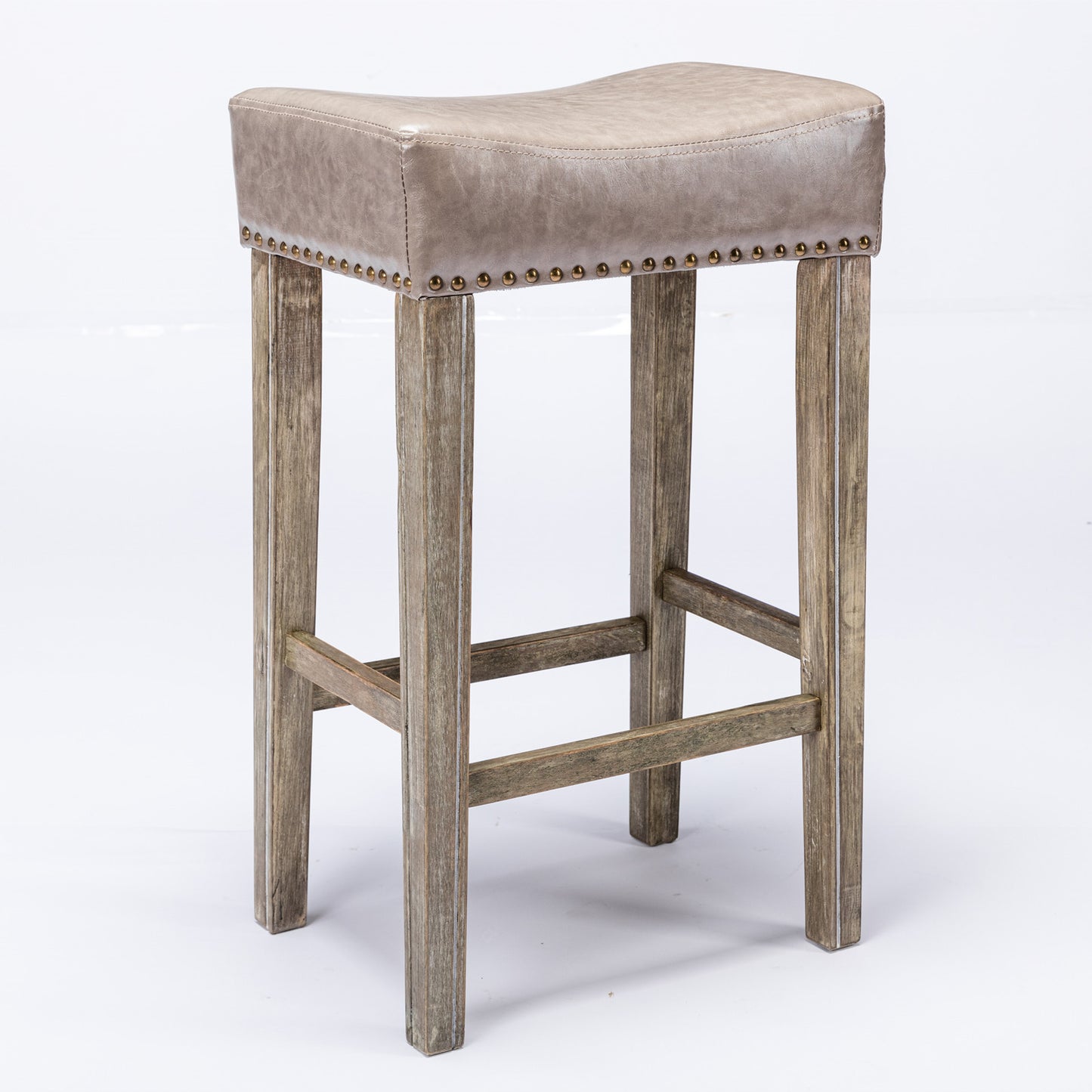 Counter Height 29" Bar Stools for Kitchen Counter Backless Faux Leather Stools Farmhouse Island Chairs (29 Inch, Gray, Set of 2)