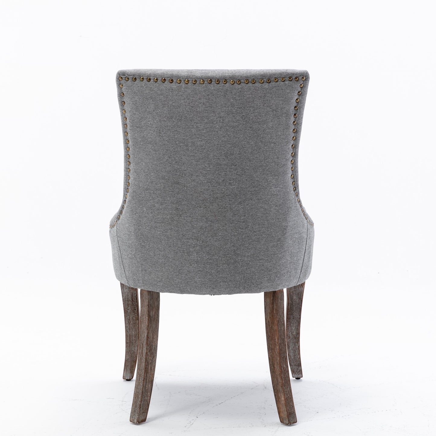 Ultra Side Dining Chair,Thickened fabric chairs with neutrally toned solid wood legs, Bronze nail head,Set of 2,Gray
