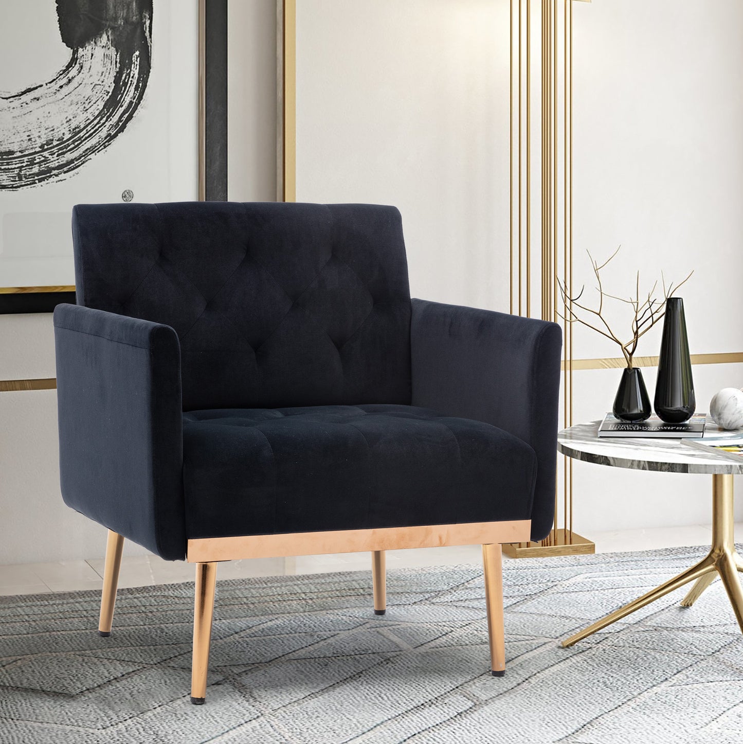 Accent Chair ,leisure single sofa with Rose Golden feet