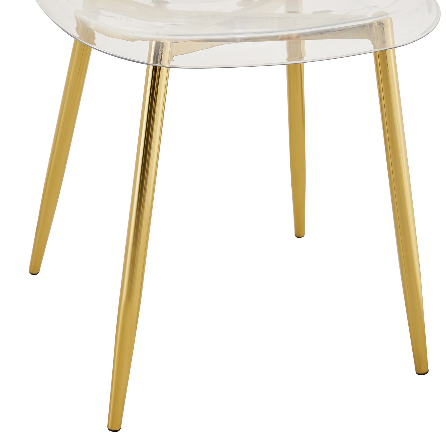 Modern Minimalist Transparent Dining Chair Set with Gold-Plated Metal Legs - Nordic Armless Crystal Makeup Stools 6-Piece TW-1200