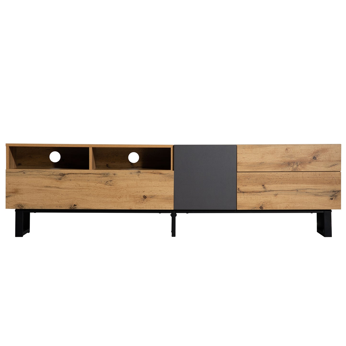 Elegant Modern TV Stand for 80 Inch TV with Double Storage Media Console Entertainment Center and Drop Down Door