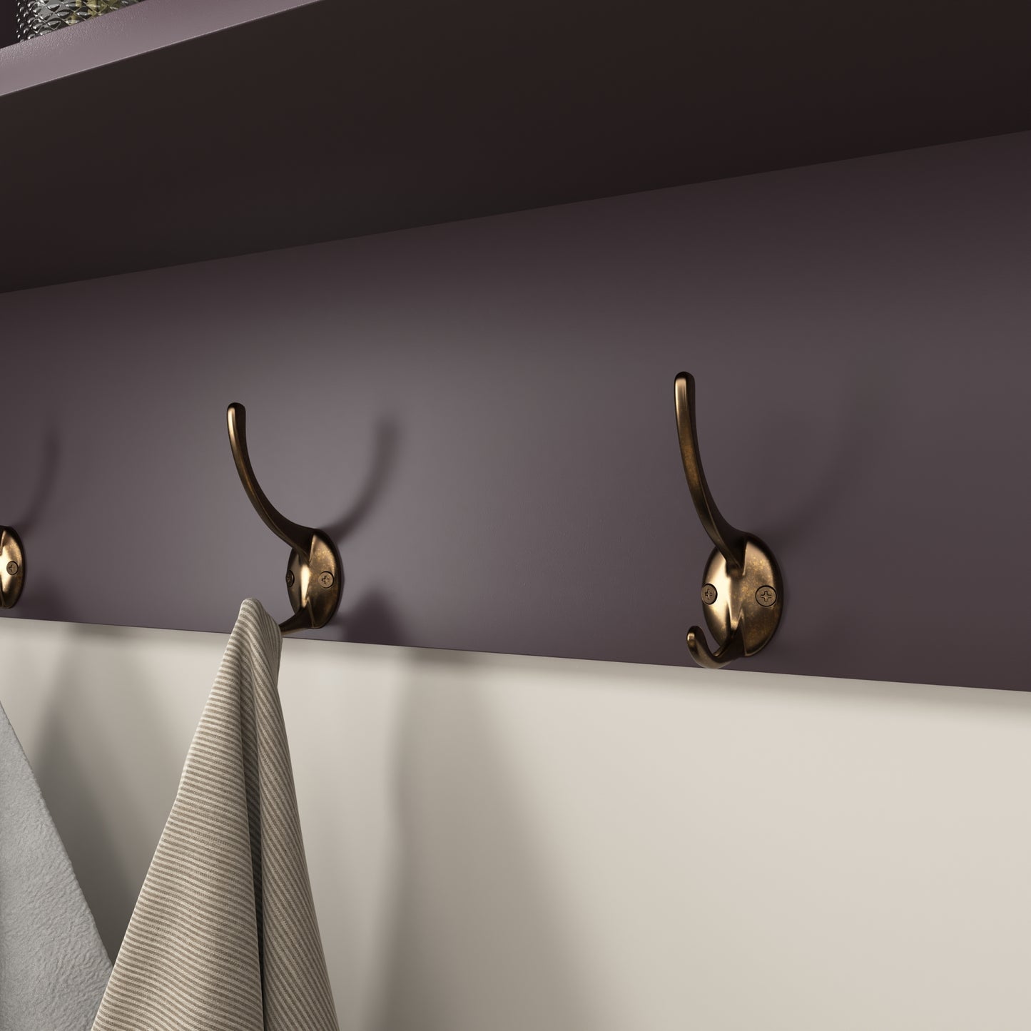 Espresso Wall Mounted Coat Rack with 4 Dual Hooks & Wooden Storage Shelf for Entryway & Living Room