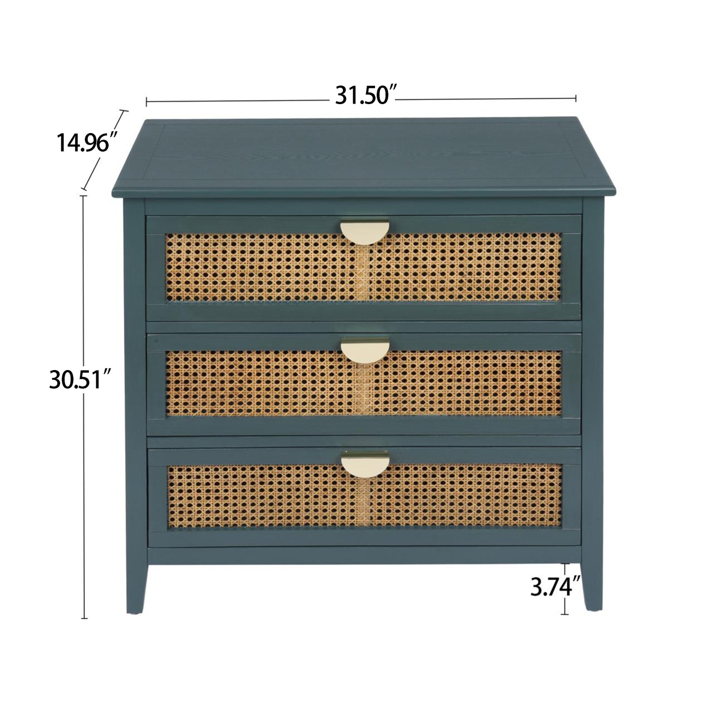 3 Drawer Cabinet with Natural Rattan Design, Stylish Storage Solution for Bedroom, Living Room, and Study Furniture