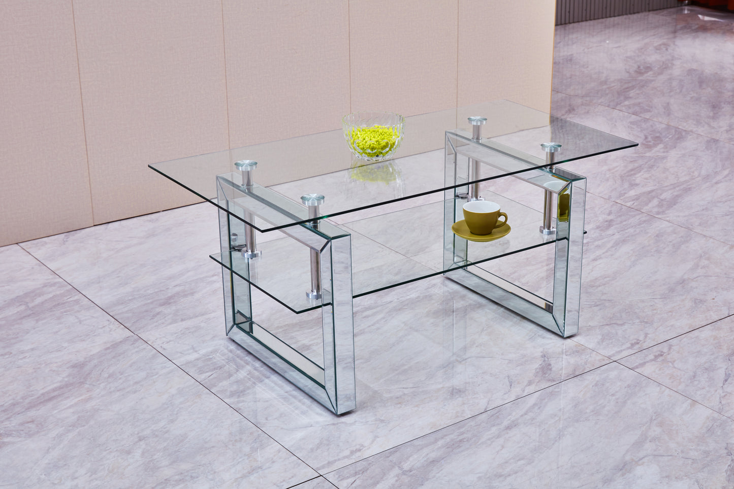 Transparent Tempered Glass Coffee Table 39.4 Inch Modern Design Living Room Furniture Stylish and Durable
