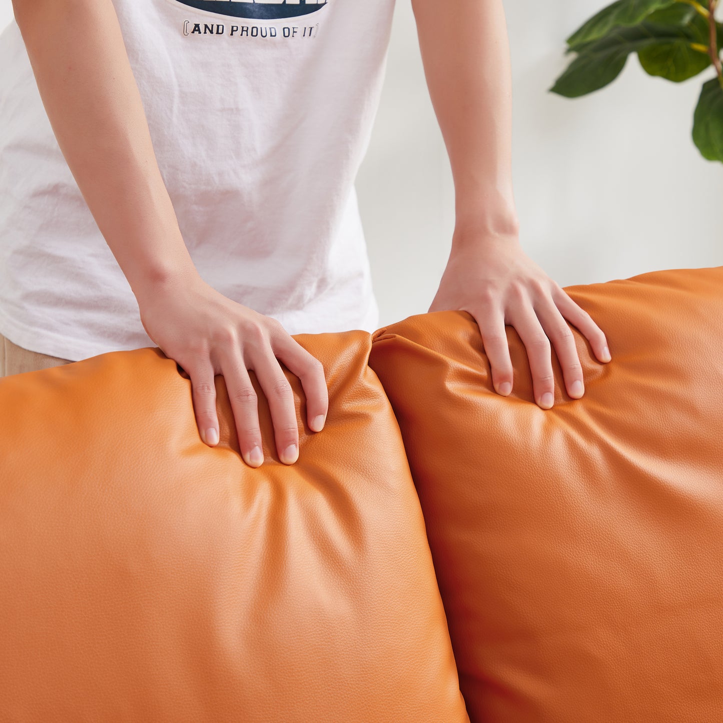 Lounge, living room, office or the reception area PVC leather accent arm chair with Extra thick padded backrest and seat cushion sofa chairs,Non-slip adsorption feet,sturdy metal frame,Orange