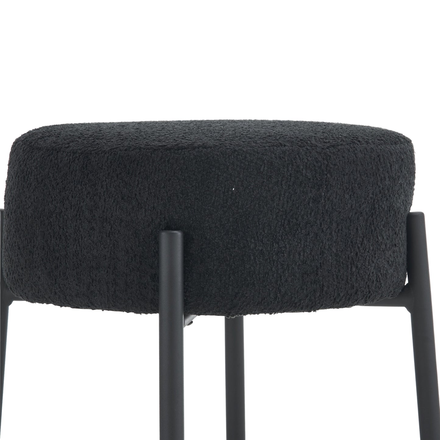 Set of 2 24 Inch Tall Round Upholstered Bar Stools for Kitchen and Coffee Shops Contemporary Design