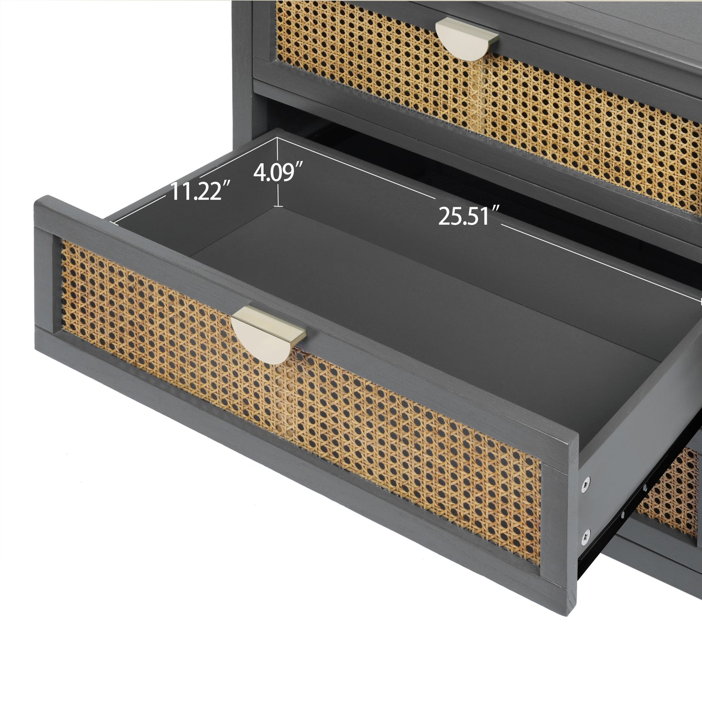 3 Drawer Cabinet with Natural Rattan - Stylish Wooden Storage Unit for Bedroom, Living Room, and Study Furniture