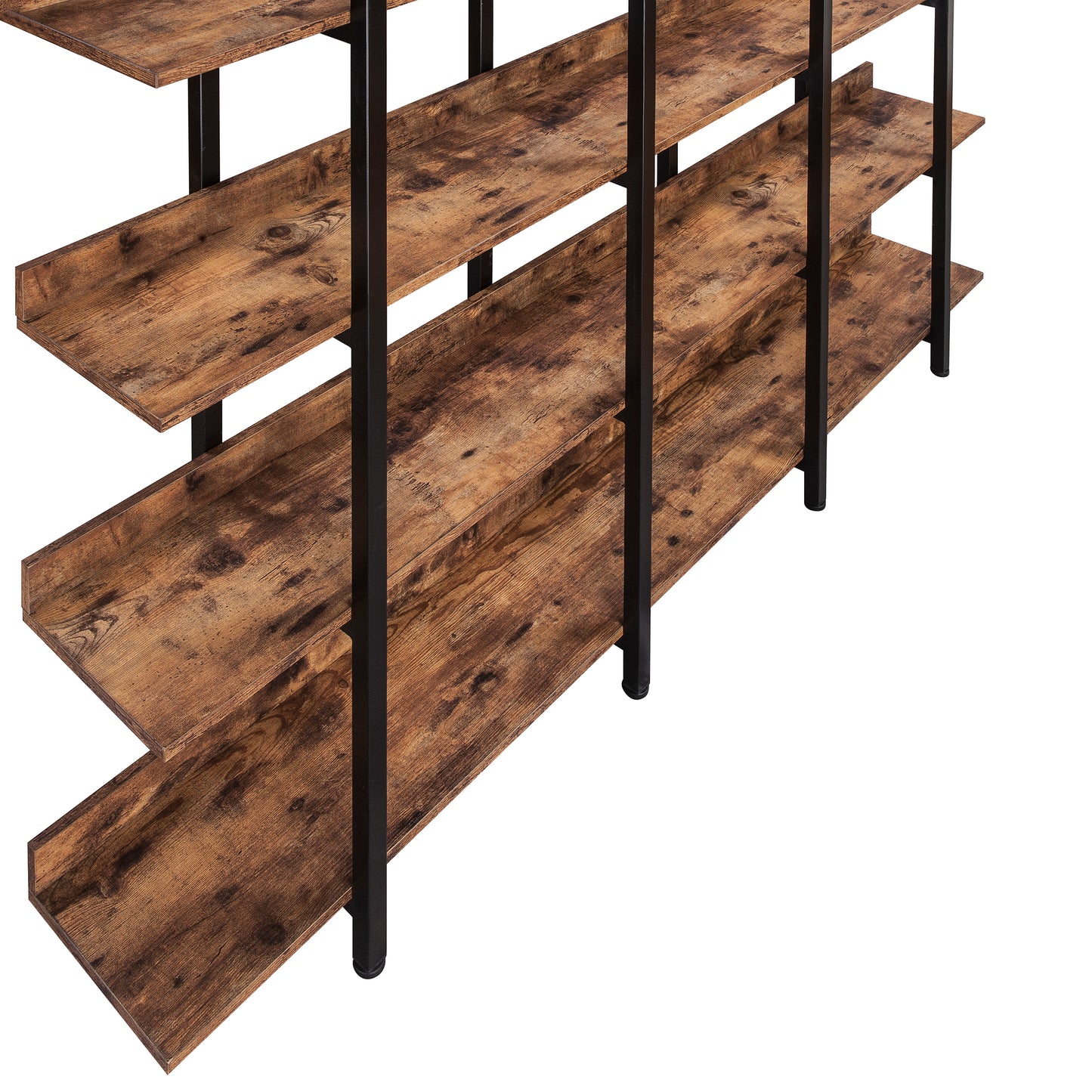 5 Tier Open Bookshelf Vintage Industrial Style Metal Frame MDF Board Home Office Storage Shelf