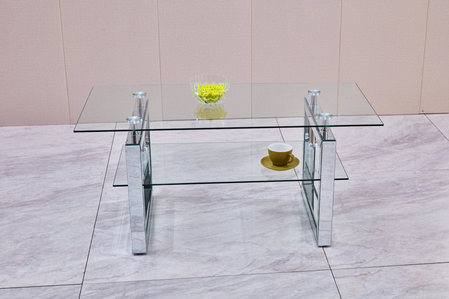 Transparent Tempered Glass Coffee Table 39.4 Inch Modern Design Living Room Furniture Stylish and Durable
