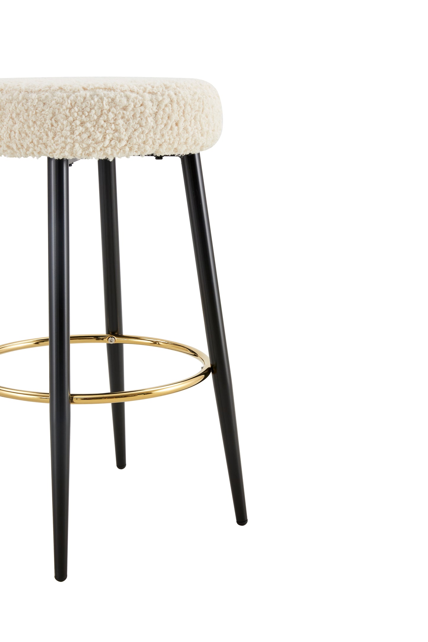 Counter Height Bar Stools Set of 2 PU Upholstered Kitchen Chairs 24 Inch with Gold Footrest for Home Bar and Balcony