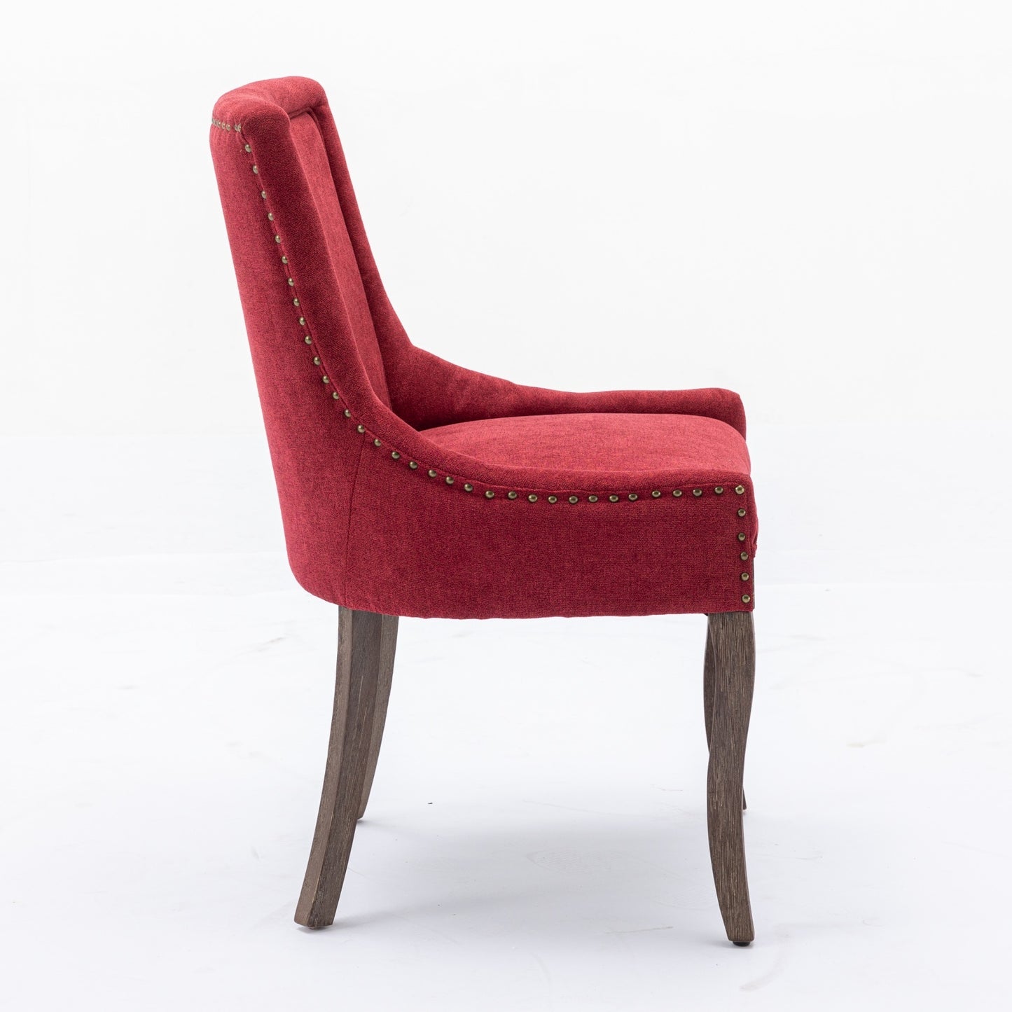 Ultra Side Dining Chair,Thickened fabric chairs with neutrally toned solid wood legs,Bronze nail head,Set of 2,Wine Red,Burgundy,SW1807WR