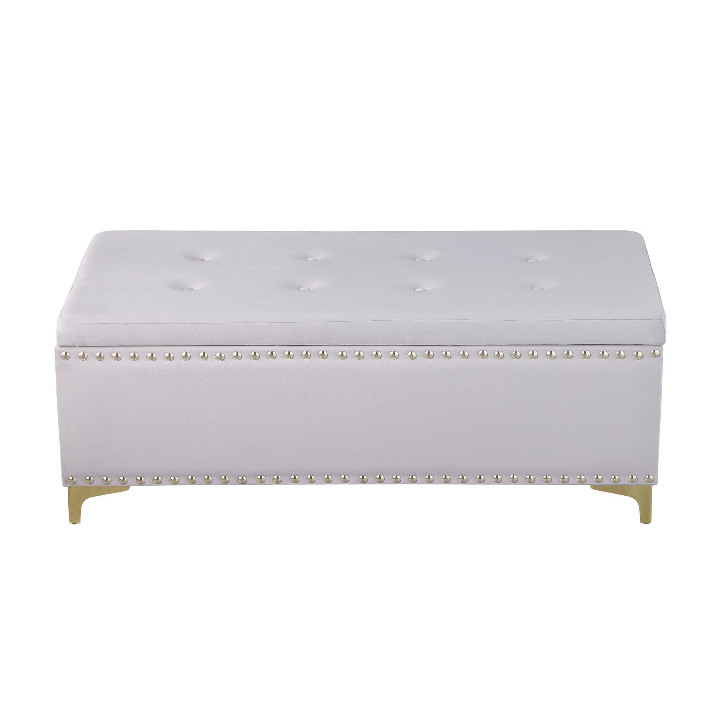 Large Storage Benches with Nailhead Trim Tufted Velvet 2 in 1 Combination for Living Room Entryway Hallway Bedroom Gold Legs 250lbs Capacity