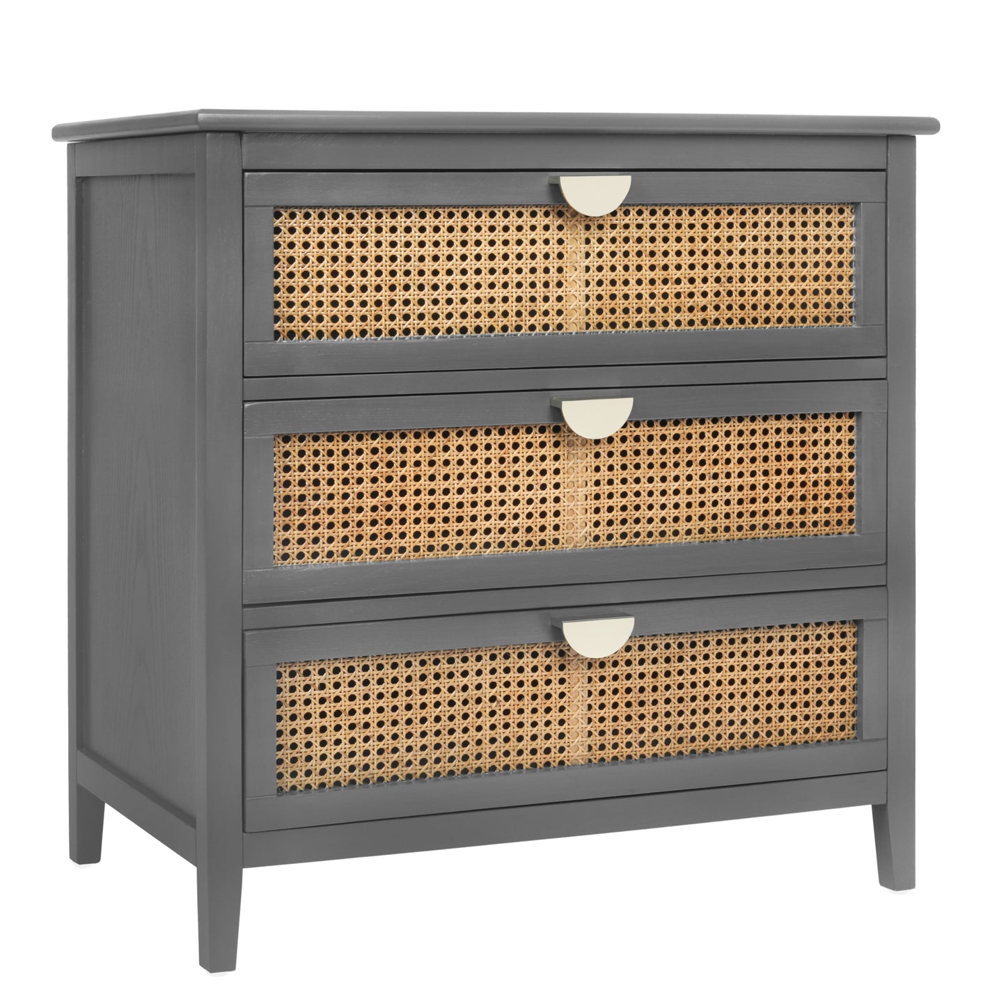 3 Drawer Cabinet with Natural Rattan - Stylish Wooden Storage Unit for Bedroom, Living Room, and Study Furniture