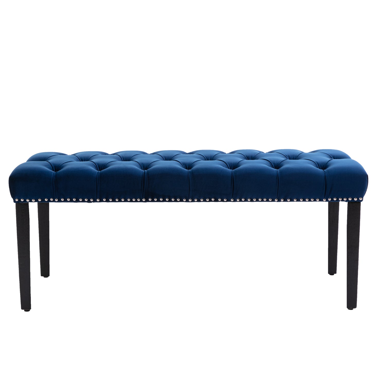 Heng Ming Upholstered Tufted Bench Ottoman , Velvet Dining Bench Bedroom Bench Footrest Stool Accent Bench for Entryway Dining Room Living Room, Blue