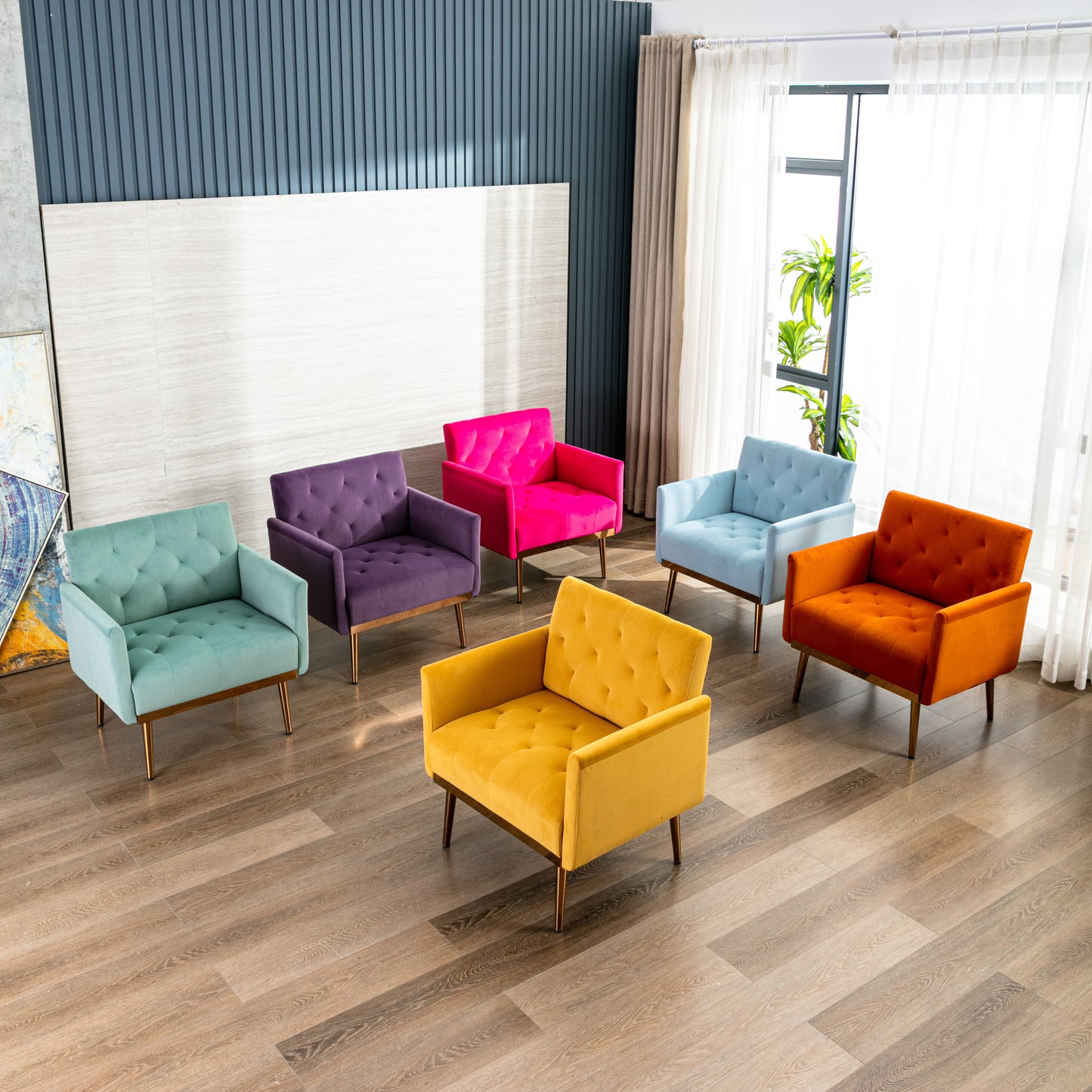 Accent Chair ,leisure single sofa with Rose Golden feet