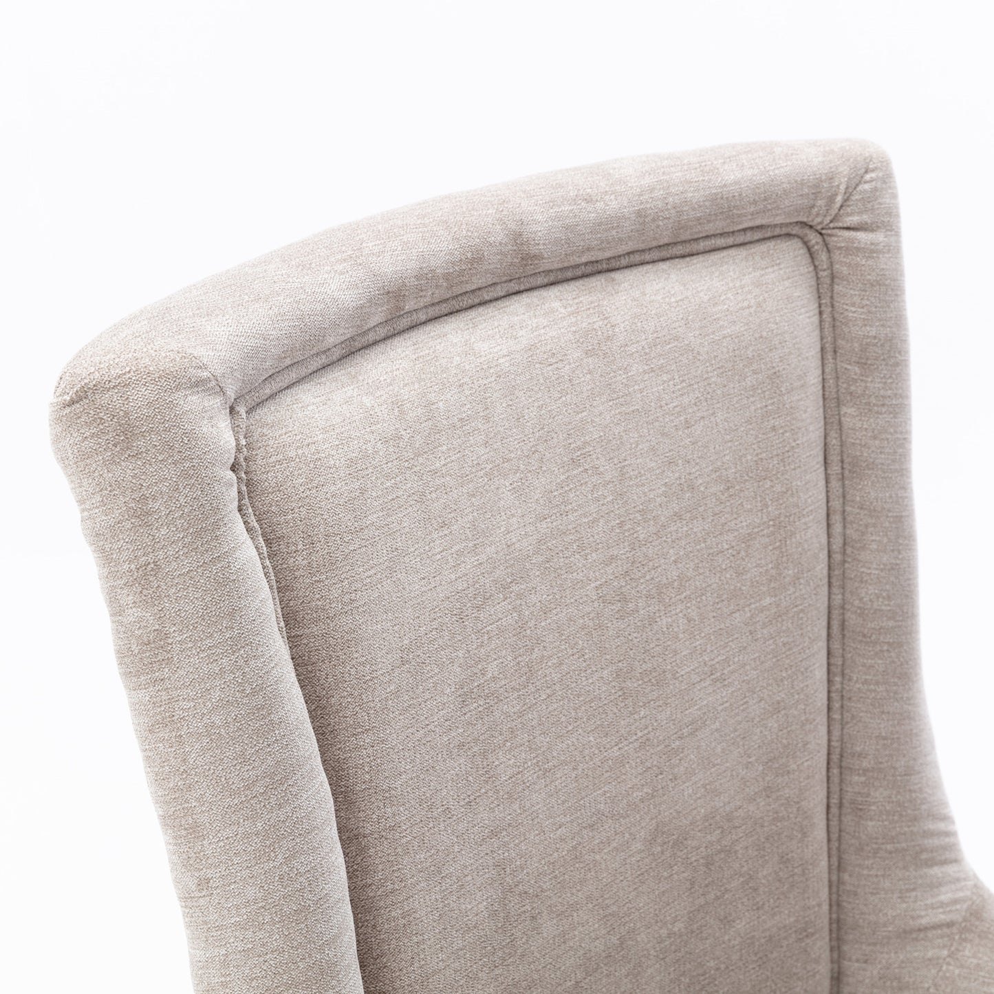 Ultra Side Dining Chair,Thickened fabric chairs with neutrally toned solid wood legs, Bronze nail head,Set of 2,Beige