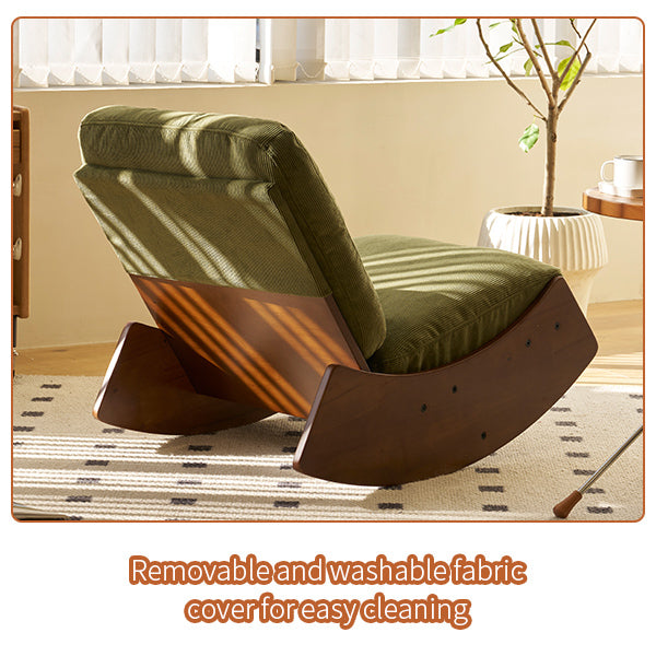 Elegant Upholstered Glider Rocking Chair with Solid Wood Frame for Living Room Nursery and Bedroom Relaxation