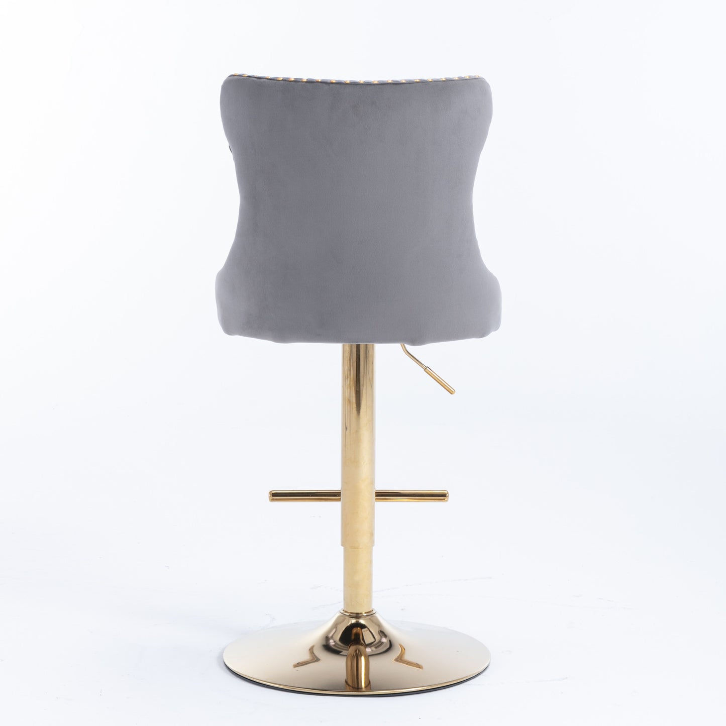A&A Furniture,Golden Swivel Velvet Barstools Adjusatble Seat Height from 25-33 Inch, Modern Upholstered Bar Stools with Backs Comfortable Tufted for Home Pub and Kitchen Island(Gray,Set of 2)